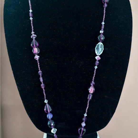 Vintage Sunya Currie purple glass bead necklace ❣️ - Picture 3 of 8